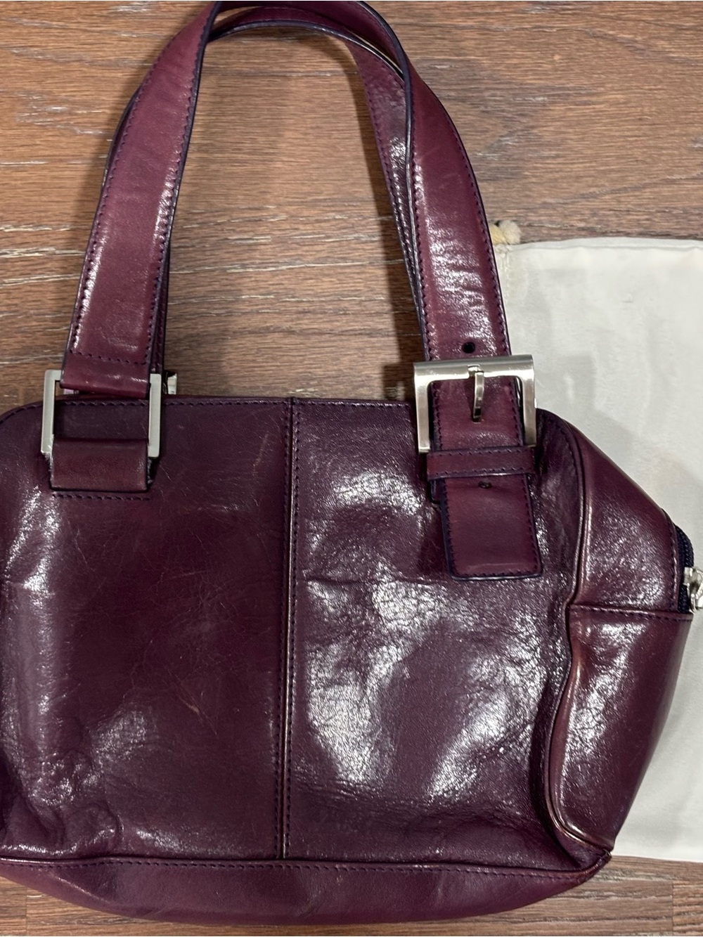 HOBO Glossy Plum Leather Mini Tote
